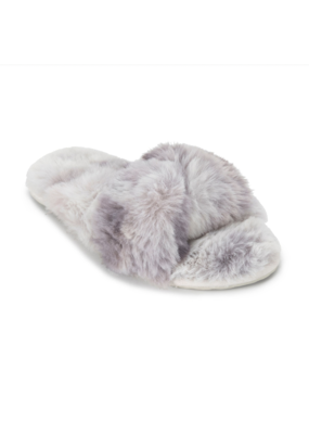 Lemon Watercolor Faux Fur Slide