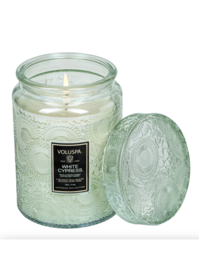 Voluspa White Cypress 18oz Large Jar Candle
