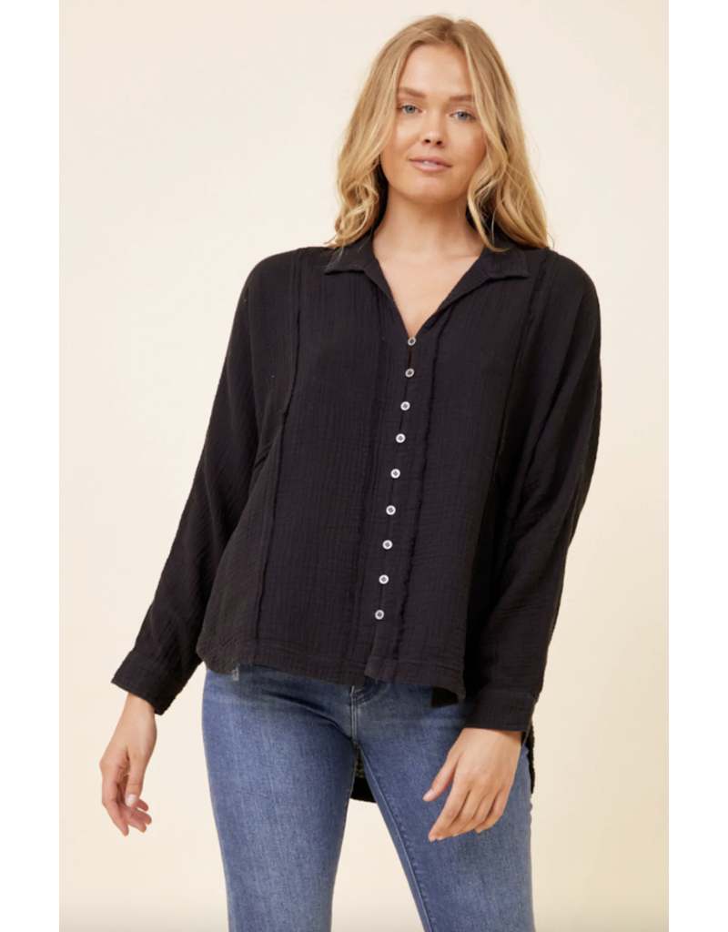 Black Gauze Button Up