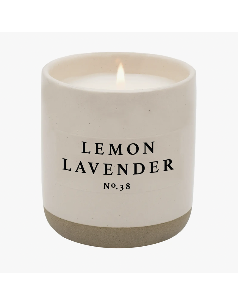 Lemon Lavender Soy Candle - Cream Stoneware Jar - 12 oz