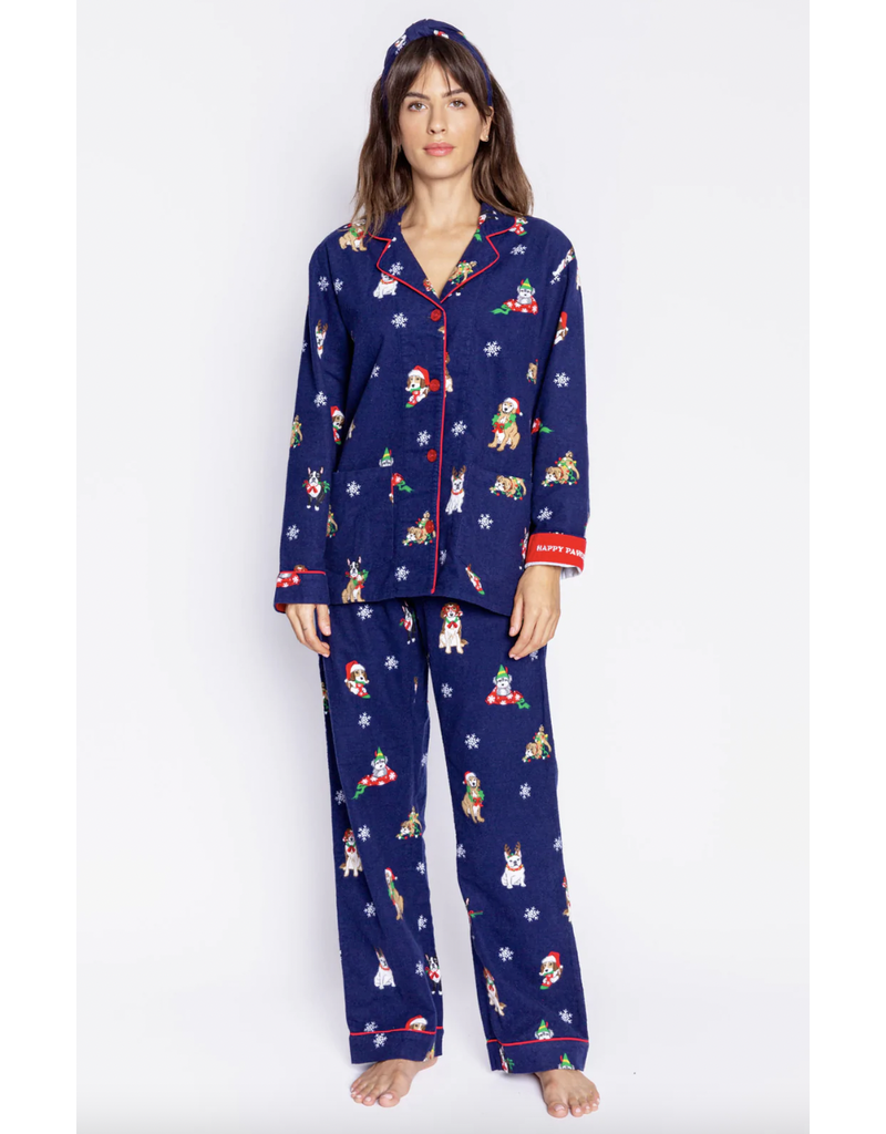 PJ Salvage Flannel PJ Set Happy Pawlidays