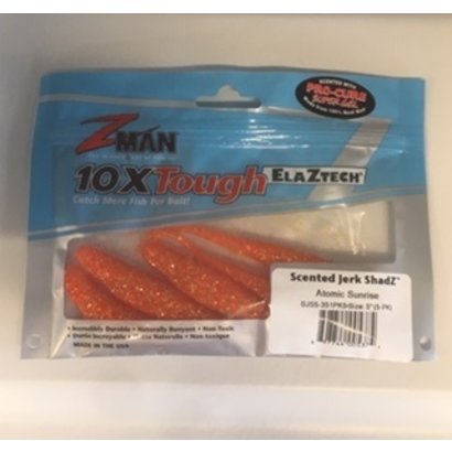 Zman lures Z-Man Scented JerkShadz 5” 5pk Atomic sunrise