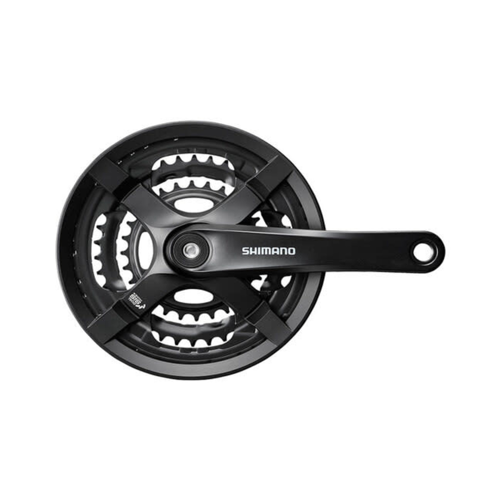 Shimano FRONT CHAINWHEEL, FC-TY501, FOR REAR 6/7/8-SPEED, 170MM, 42X34X24T W/CHAIN GUARD, W/CRANK FIXING BOLT, BLACK