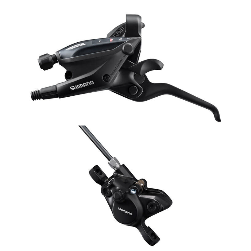 Shimano DISC BRAKE ASSEMBLED SET ST EF505 L BR MT200 F POST MOUNT RESIN PAD W OLIVE CONNECTER INSERT 1000MM HOSE SM B H59 SS BLACK 600MM