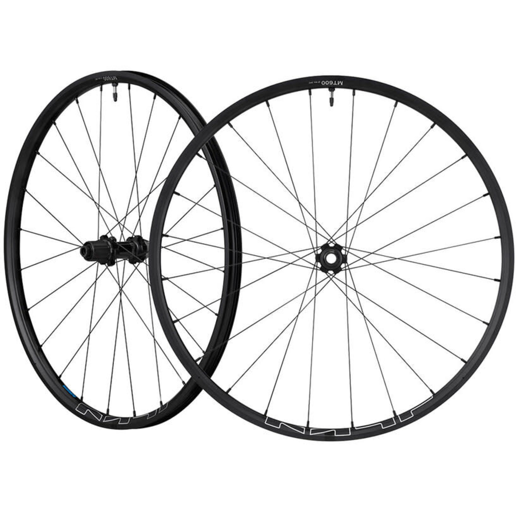 Shimano WHEEL, WH-MT600-B-27.5, F&R 24H, FOR 11S, F:15/R:12MM E-THRU, TUBELESS, OLD:110/148MM, BLACK, W/STANDARD STICKER, FOR CL DISC