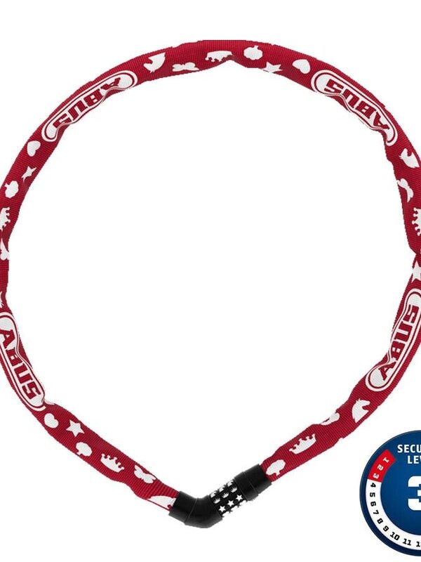 Abus Steel-O-Chain 4804C, Chain Lock, Combination, 4mm, 75cm, 2.5', Red