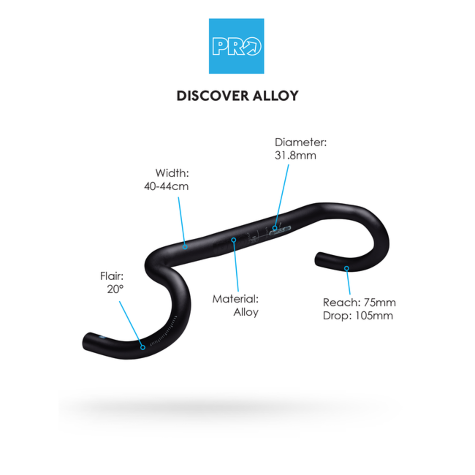 Pro Discover Alloy Handlebar 42cm / 20 Degree Flare / 31.8mm