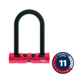 Abus Ultimate 420 Mini, U-Lock, Key, 140mmx80mm, 5-33/64'' x 3-5/32'', Thickness in mm: 13mm, Red