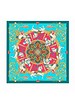 PRINTED CASHMERE SCARF: TOY HORSES: TURQUOISE