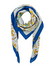 PRINTED CASHMERE SCARF: TOY HORSES: BLUE