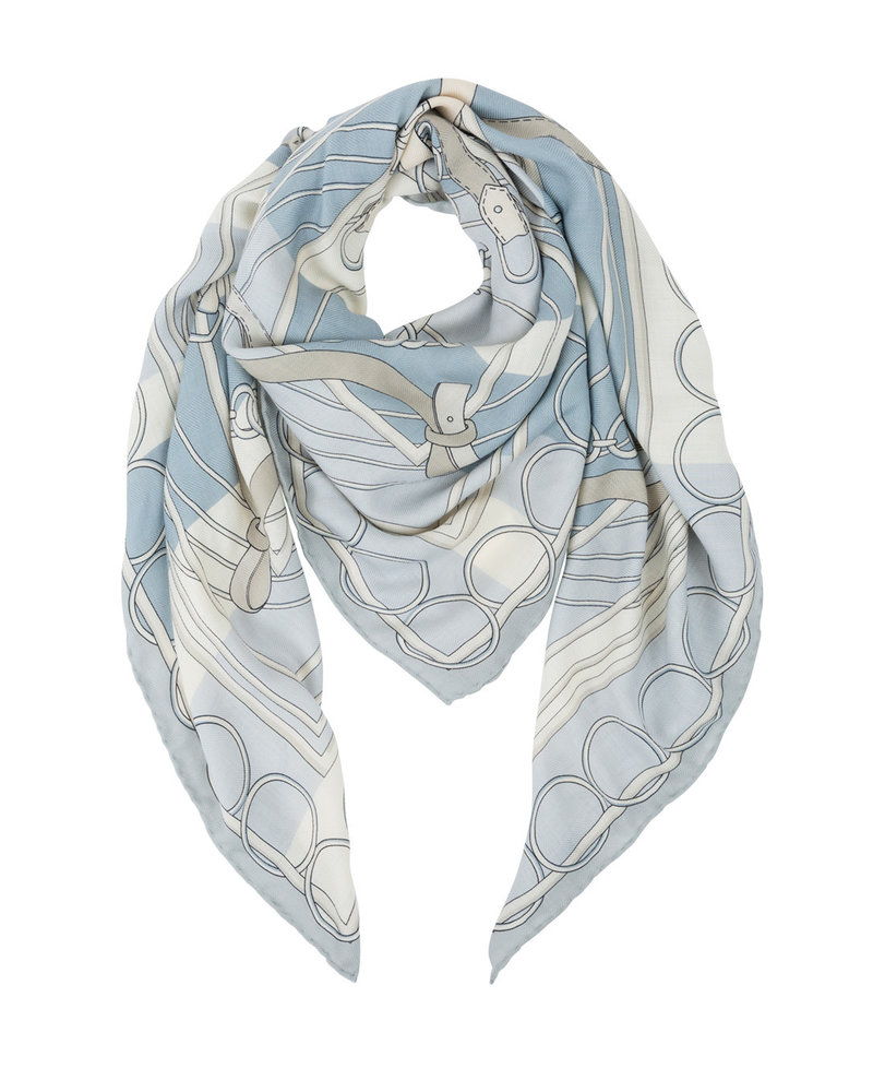 CASHMERE PRINTED SCARF: VENEZIA: BLUE
