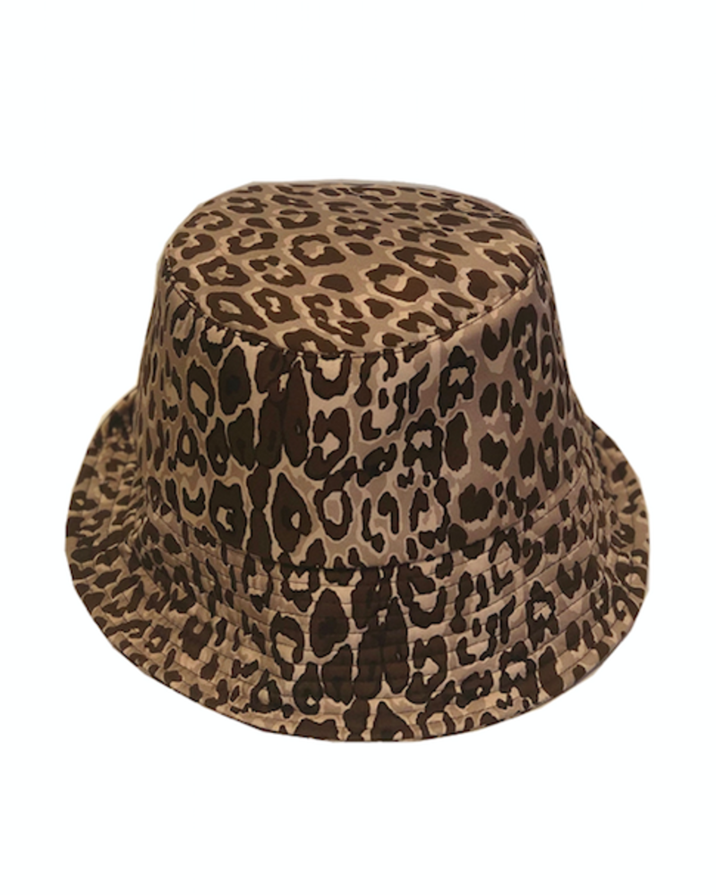 PRINTED BUCKET HAT:  LEO: BEIGE