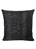 SILK PRINTED PILLOW W/ LEATHER TRIM: 21"X21": LEOPARD BLACK