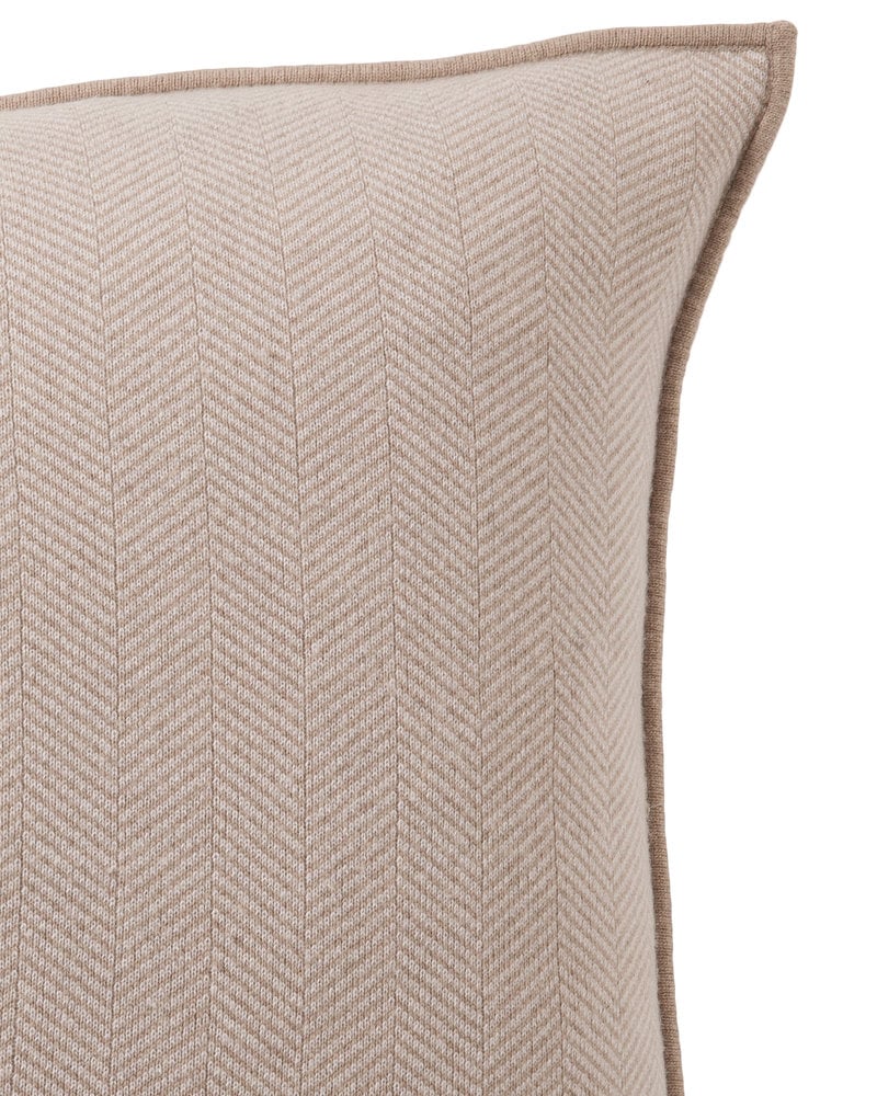 HENRY CASHMERE BLEND HERRINGBONE PILLOW: 21" X 21'': TAUPE-IVORY
