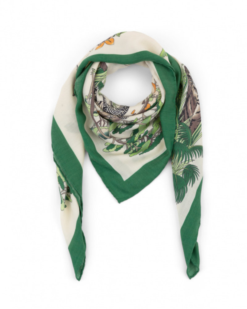 PRINTED CASHMERE SCARF: GIRAFFE: MINT