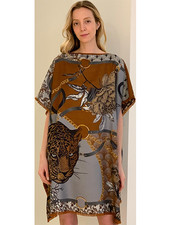 DOUBLE SILK DRESS: LEOPARD