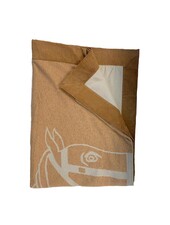 CASHMERE THROW W SUEDE DETAILS: 74" X 54":  LIGHT BLUE-CAMEL