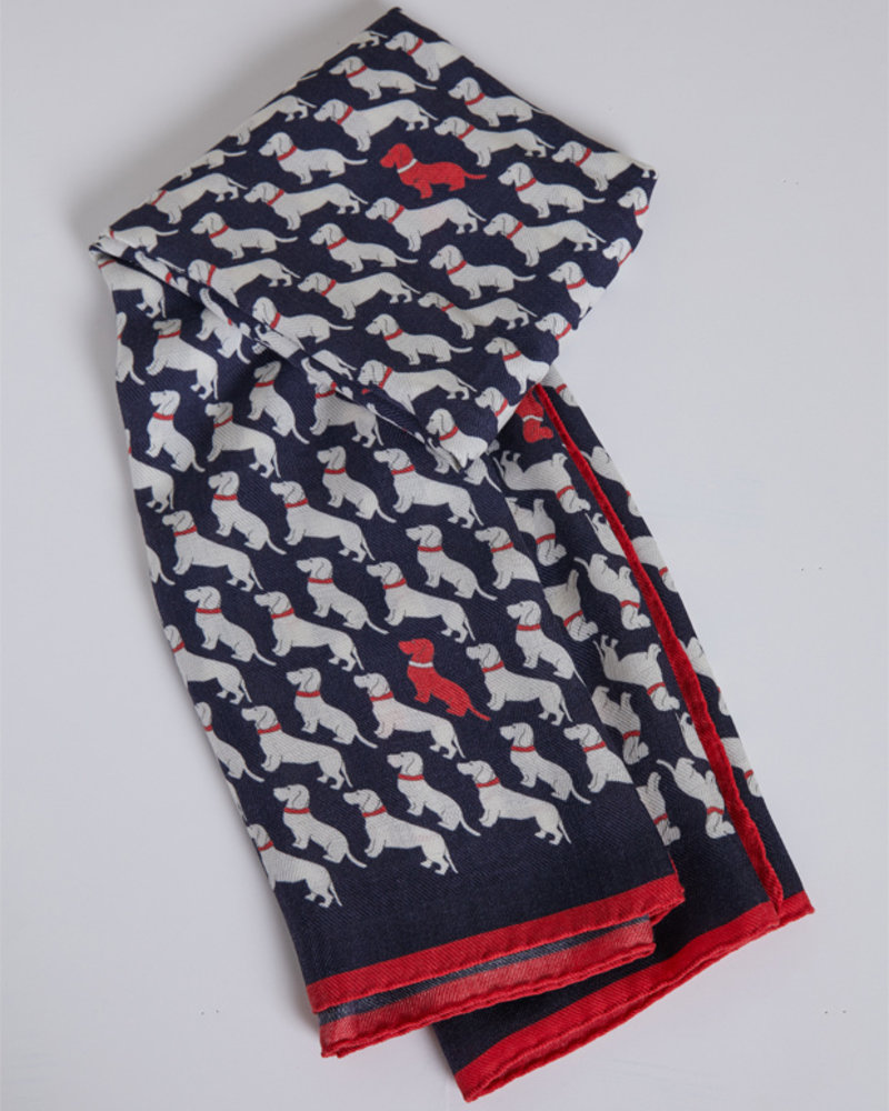 CASHMERE PRINTED SCARF: BASSETS: MIDNIGHT BLUE