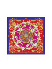 PRINTED CASHMERE SCARF: TOY HORSES: RED