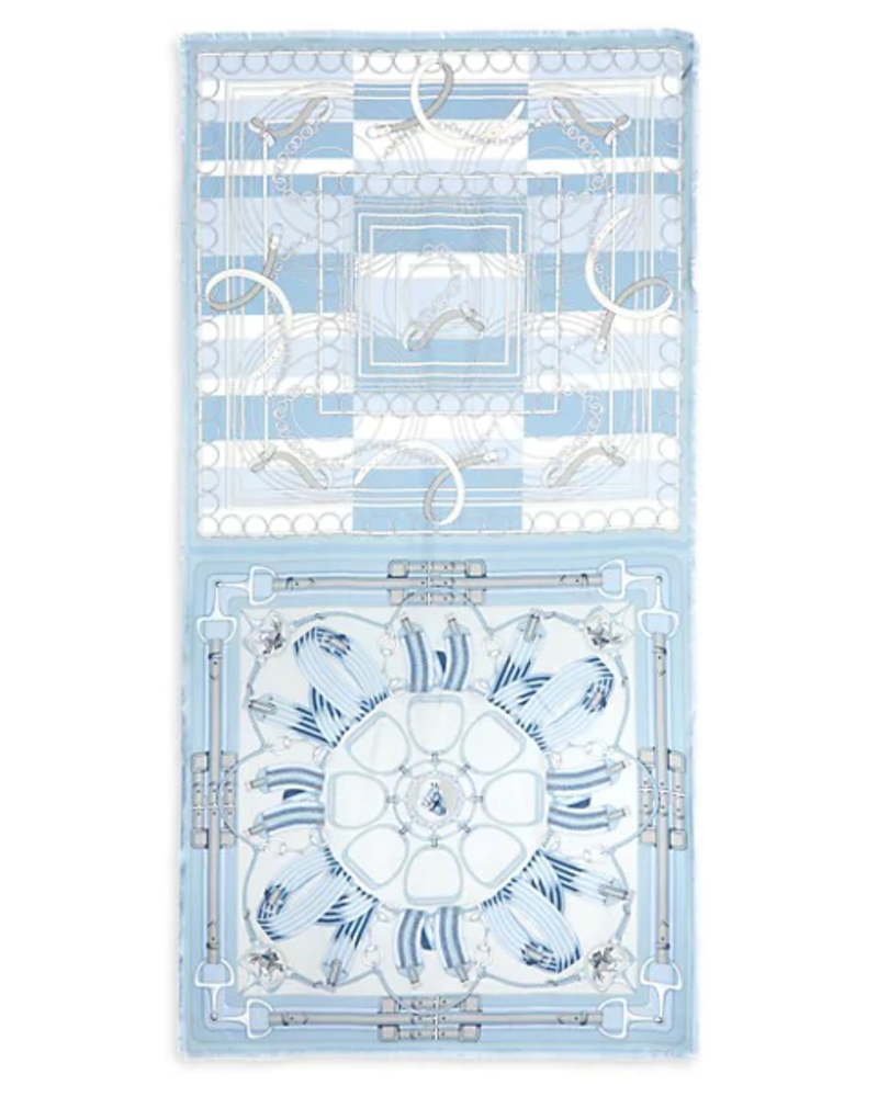 SILK SCARF PRINT REVERSIBLE TOP: LIGHT BLUE