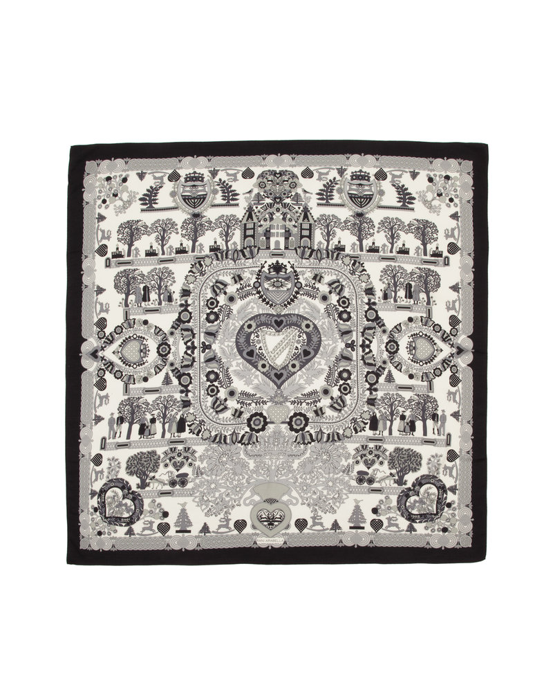 ELIZABETH,  CASHMERE-WOOL-SILK SHAWL: BLACK-GRAY
