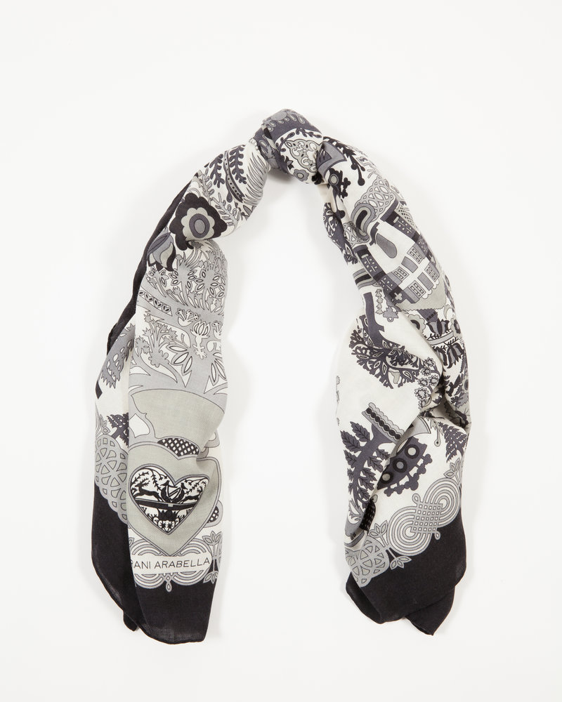 ELIZABETH,  CASHMERE-WOOL-SILK SHAWL: BLACK-GRAY
