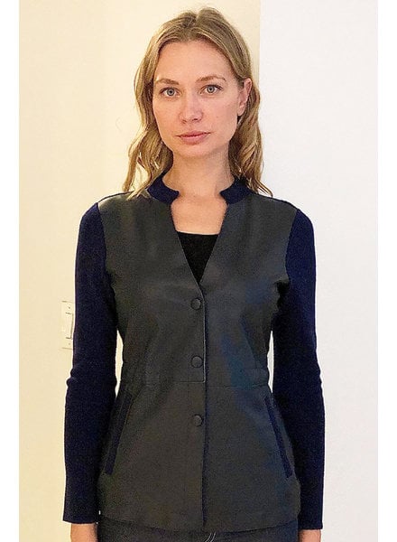 CASHMERE JACKET WITH LEATHER FRONT