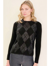 CASHMERE SWEATER WITH EMBELLISHED ARGYLE WEAVE