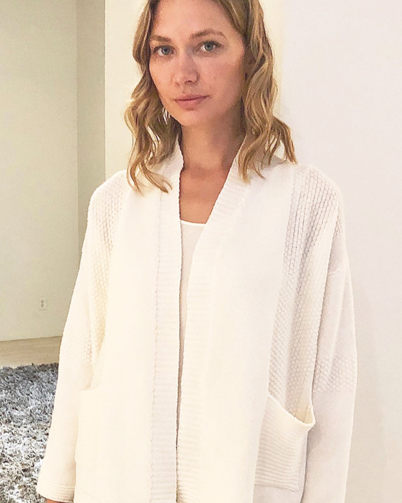 CASHMERE OPEN CARDIGAN: IVORY