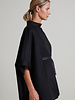 DOUBLE FACE CASHMERE CAPE WITH BELT: BLACK