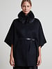 DOUBLE FACE CASHMERE CAPE WITH BELT: BLACK