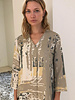 V-NECK SILK PRINTED BLOUSE: FOREST-DAY