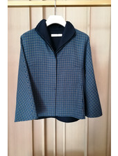 PIED DE POULE A LINE DOUBLE FACE REVERSIBLE JACKET: DENIM