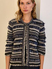 KNIT STRIPED JACKET WITH FRINGES: ANTHRACITE TONES