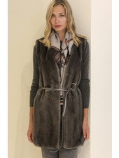 LONG MINK VEST WITH CASHMERE KNIT BACK