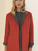 CASHMERE DOUBLE FACE REVERSIBLE JACKET: RED-ANTHRACITE