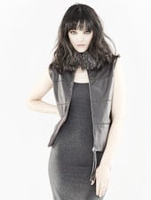LEATHER VEST WITH FOX COLLAR AND CASHMERE BACK