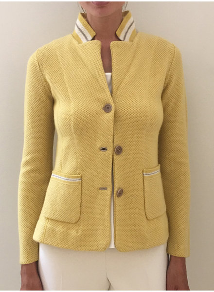 KNIT 2 TONE 3 BUTTON CASHMERE BLAZER