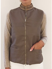 LEATHER VEST WITH CASHMERE: TABACCO