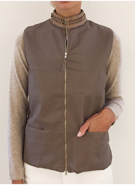 LEATHER VEST WITH CASHMERE: TABACCO