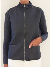 LEATHER VEST WITH CASHMERE ANTHRACITE