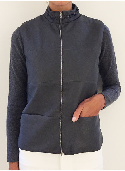LEATHER VEST WITH CASHMERE ANTHRACITE