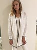 OPEN WEAVE COTTON LONG CARDIGAN: WHITE-BLACK