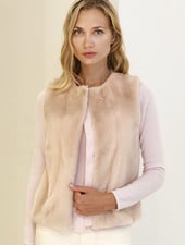 MINK FRONT VEST WITH CASHMERE RIB BACK