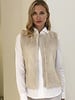 MINK FRONT VEST WITH CASHMERE RIB BACK: DOVE