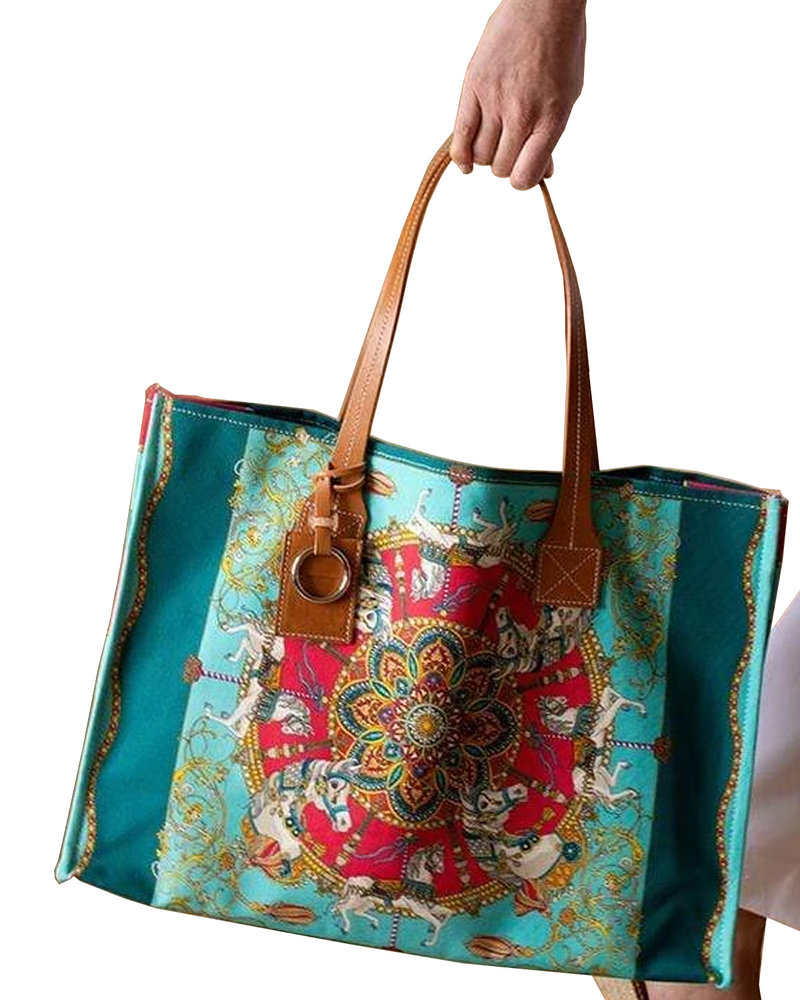 PRINTED SMALL BAG:  TOYHORSES: TURQUOISE