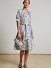 SILK PRINTED DRESS: POODLE: GRAY