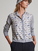 PRINTED SILK-COTTON KNIT CARDIGAN: POODLE: GRAY