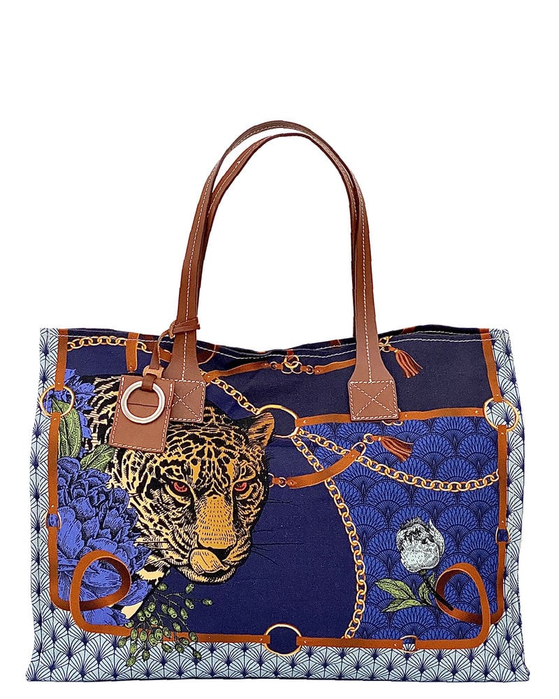 PRINTED SMALL BAG: LEOPARD: NAVY