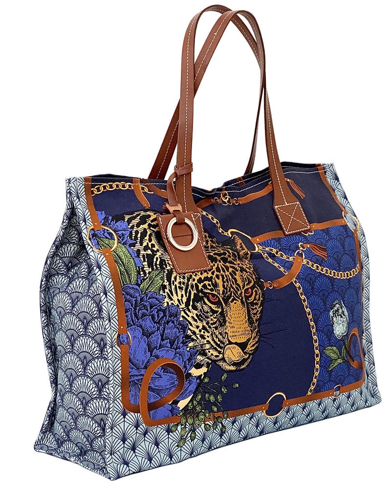 PRINTED SMALL BAG: LEOPARD: NAVY